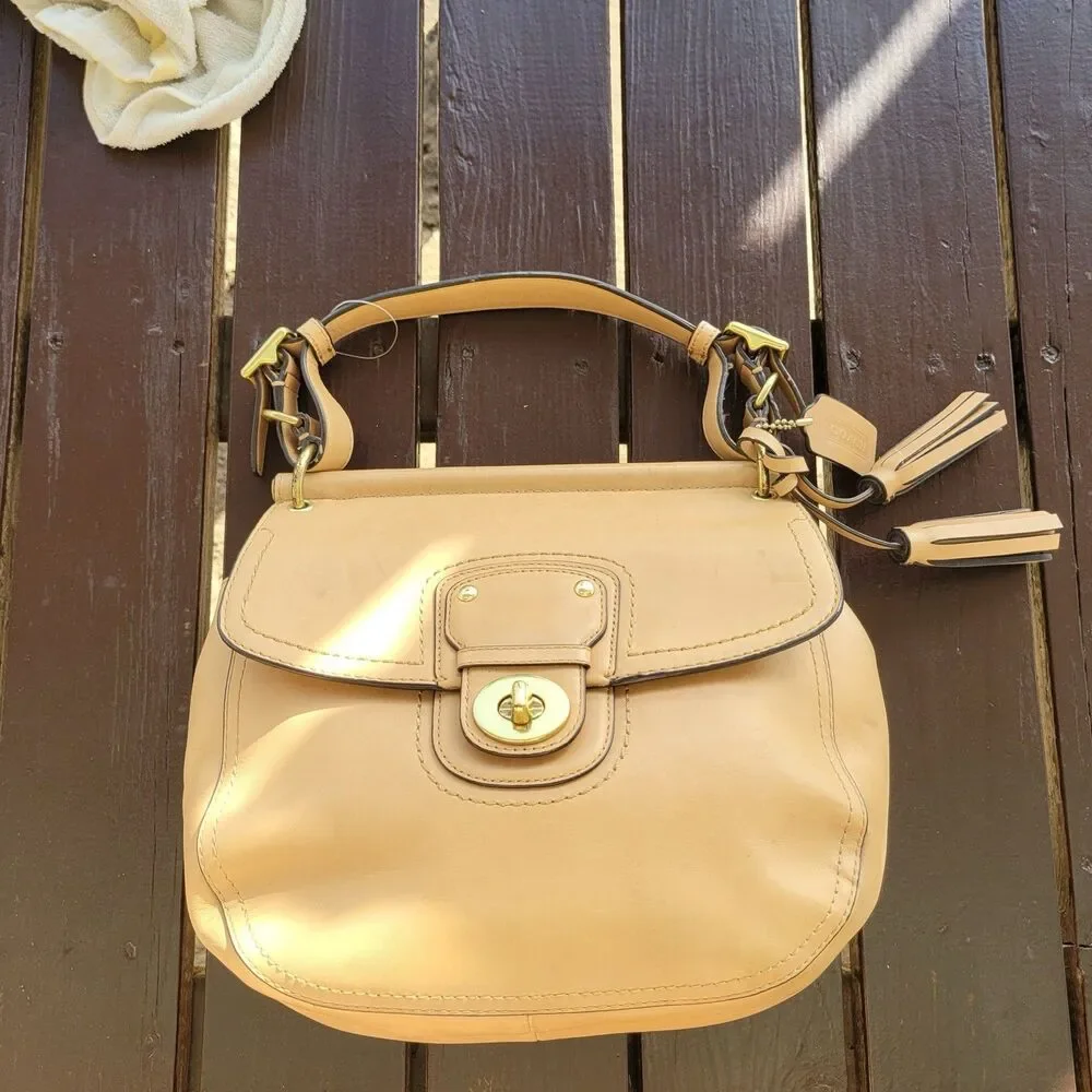 Coach Legacy New Willis 22382 Tan Leather Turnlock Satchel Bag